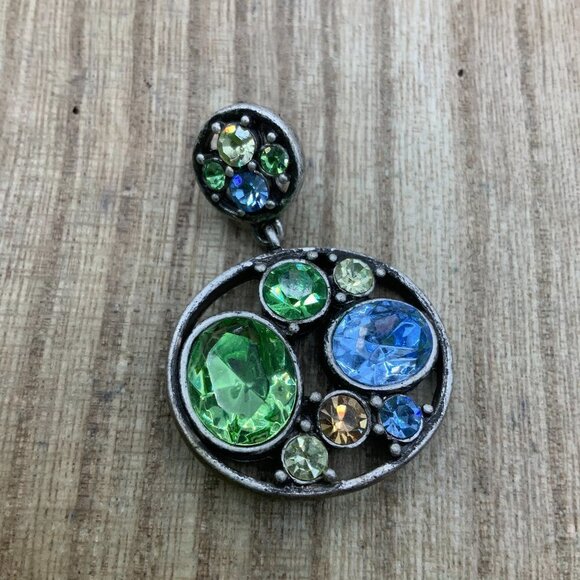 Lia Sophia Multi Colored Rhinestone Silver Tone Pendant - Picture 1 of 5